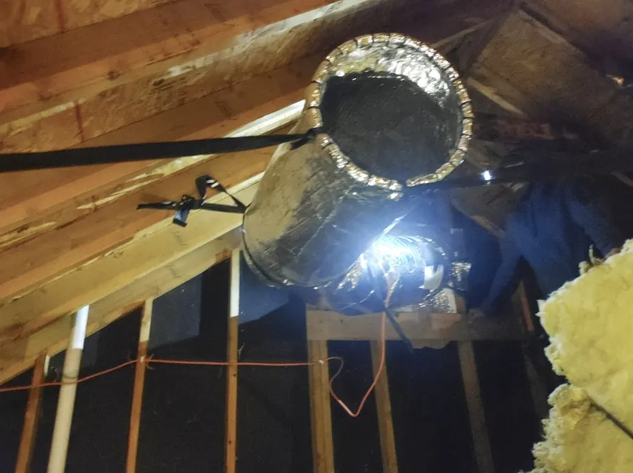 Attic Torpedo intake lit up at the eaves